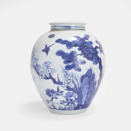 Vase chinois bleu et blanc avec couvercle, de l'ép