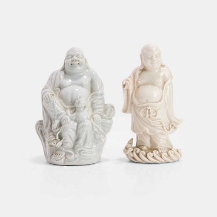 Two Chinese blanc de Chine figures, Qing dynasty (