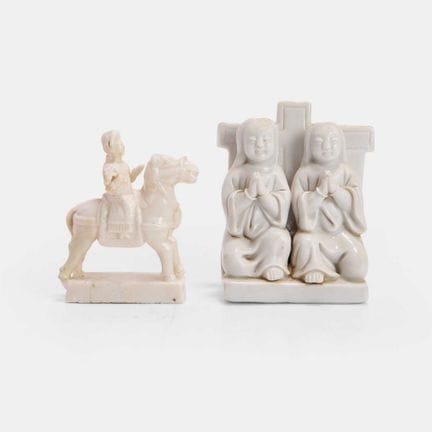 Two Chinese export blanc de Chine figure groups, 1