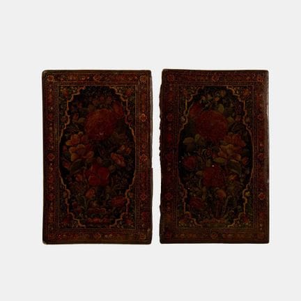 Paire de couvertures de livre en papier mâché laqu