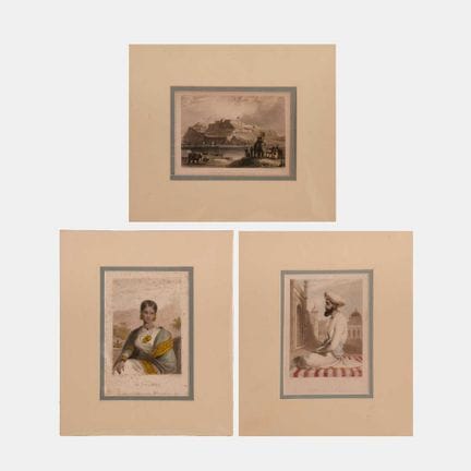 D'après William Daniell, trois aquatintes coloriée