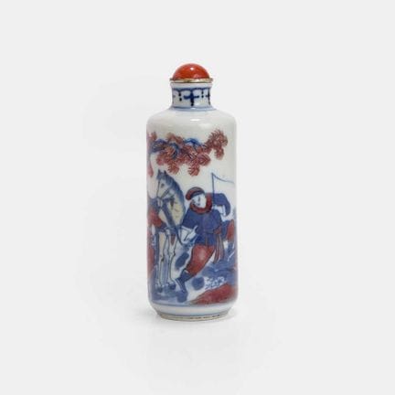 A Chinese copper-red and underglaze-blue snuff bot