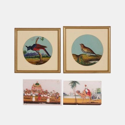 Deux peintures sur mica représentant des oiseaux i