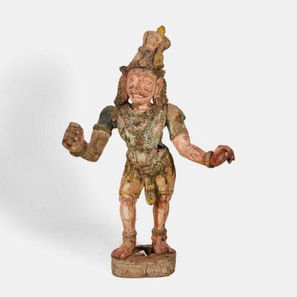 An Indian carved wood temple figure, 19th century,