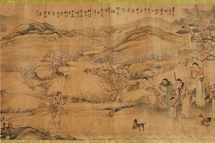A Chinese hand scroll, late Qing dynasty, painted 