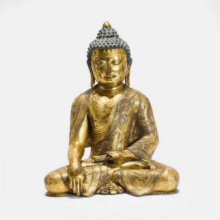 A Chinese gilt-bronze Shakyamuni Buddha, probably 