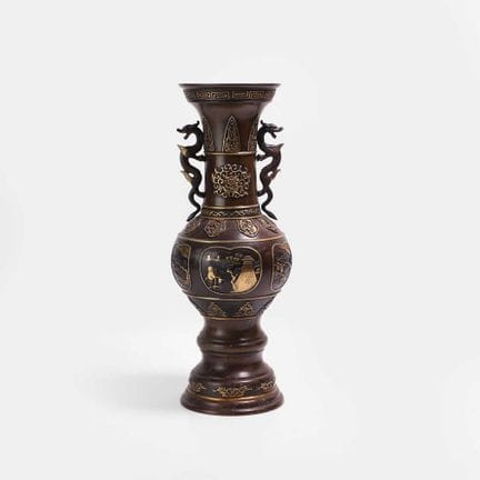 A Japanese mixed-metal bronze vase, Meiji period (