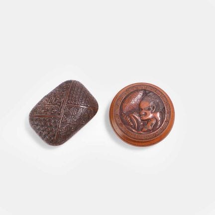 Two Japanese wood netsuke, Meiji period (1868-1912