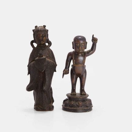 Two Chinese bronze figures, late Ming dynasty, com