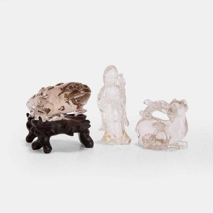 Three Chinese rock crystal carvings, Republic peri