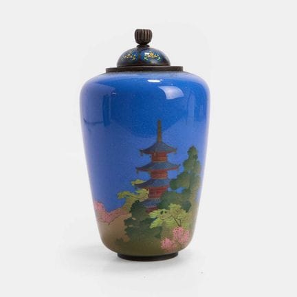 A Japanese cloisonné miniature vase and cover, Mei