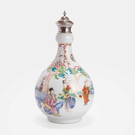 A Chinese famille rose vase, 18th century, the pea