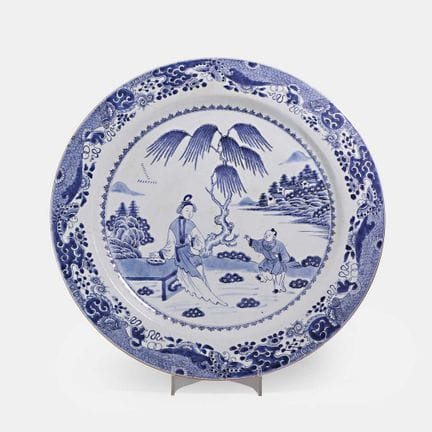 Grand plat d'exportation chinois bleu et blanc, XV