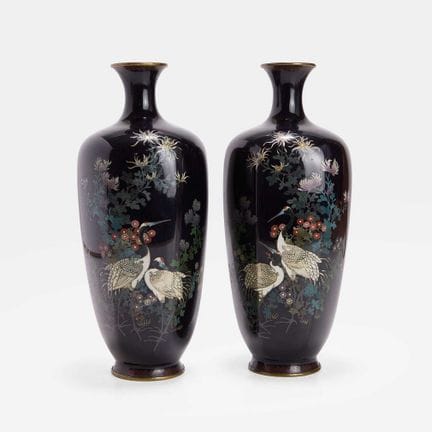 A pair of Japanese cloisonné vases, Meiji period (