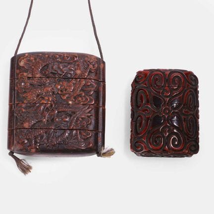 Two Japanese lacquered wood inro, 19th-20th centur
