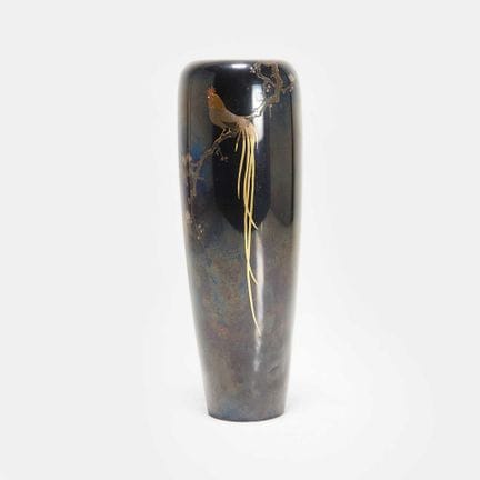 Vase japonais en bronze à incrustations de métaux 