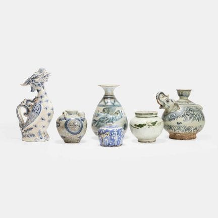 Six Southeast Asian blue and white vessels, 15th-1