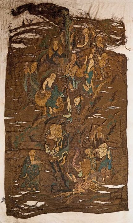 A Japanese wall hanging tapestry, Meiji period (18