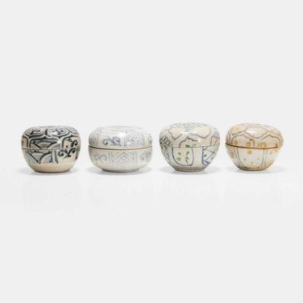 A collection of four Vietnamese blue and white box