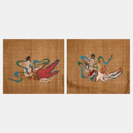 A pair of Chinese gouache paintings, 20th century,