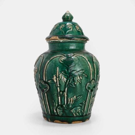 A Chinese Shiwan ware jar and cover, 19th century,