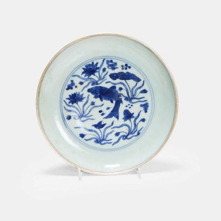 A Chinese blue and white dish, of circular form, p