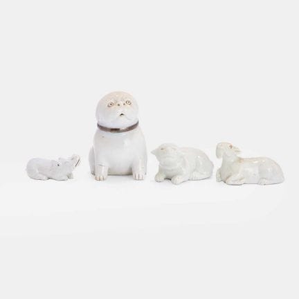 A collection of Japanese Hirado ware okimono, 19th