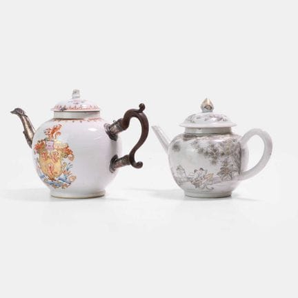 Two Chinese export teapots and covers, 18th centur