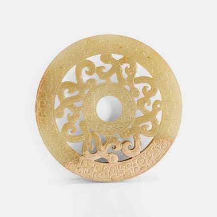 A Chinese jade bi disc, in the Han style, the broa