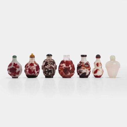 A collection of Chinese overlay Peking glass snuff