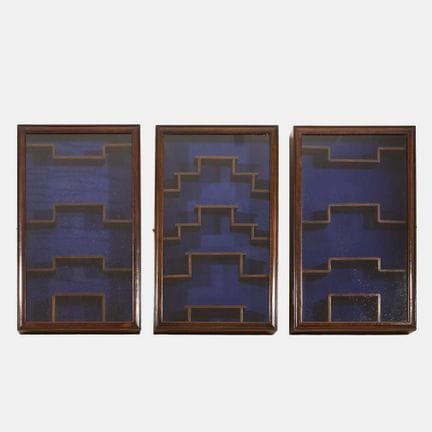 Three Chinese hanging display cabinets, 20th centu