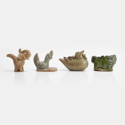 A collection of four Thai earthenware models, 17th