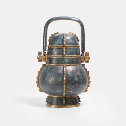 A Chinese cloisonné you-form vessel and cover, Qin