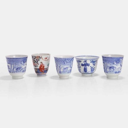 A collection of five Japanese porcelain cups, 19th