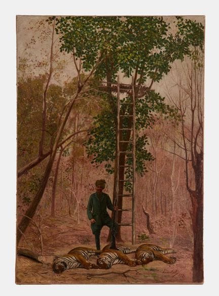 Indian School, 20th century 'The Tiger Hunt' signe