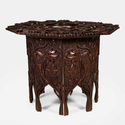 An Anglo-Indian carved hardwood octagonal occasion