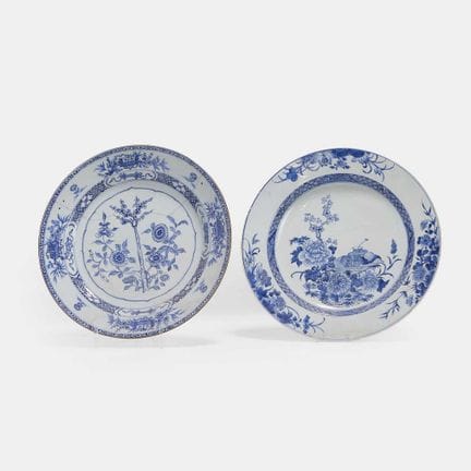 Two large Chinese blue and white chargers, 18th ce