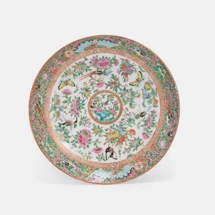 A Chinese Cantonese famille rose plate, late 19th 