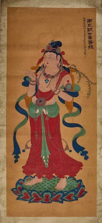 A Chinese gouache painting, 20th century, after Zh