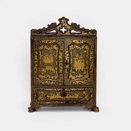 A Chinese gilt-lacquered table cabinet, circa 1900