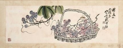 A Chinese gouache painting, 20th century, after Qi