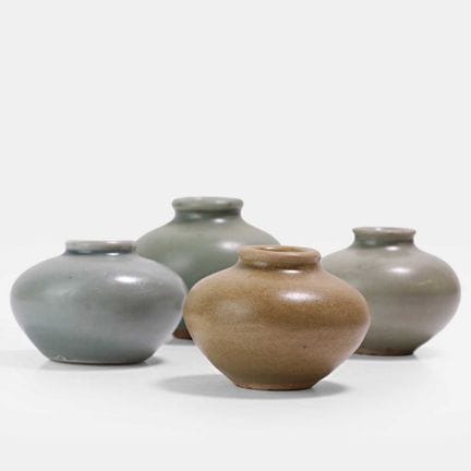 Four Chinese celadon-glazed jarlets, Yuan dynasty 