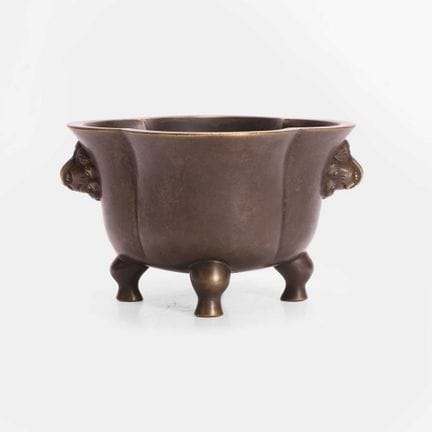 A Chinese bronze incense burner, of quatrelobed fo