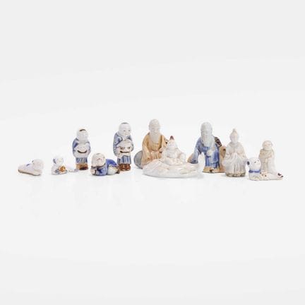 A collection of Japanese Hirado ware figures, Meij