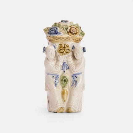 A Chinese biscuit porcelain wall vase, 19th centur