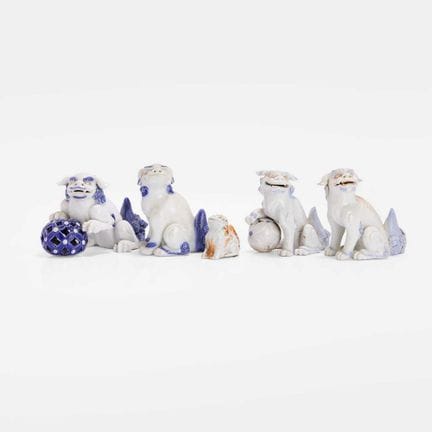 A group of Japanese Hirado ware okimono, 19th cent