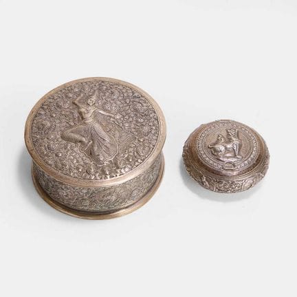 A Thai silver container, 20th century, of circular