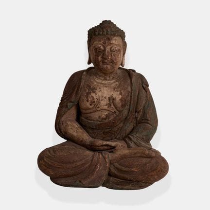 A Chinese polychrome-painted wood figure, 19th-20t