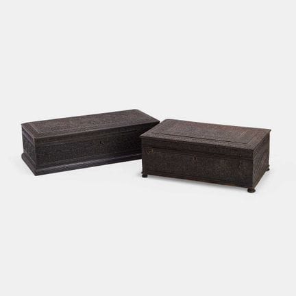 Two Anglo-Indian carved wood boxes, early 20th cen
