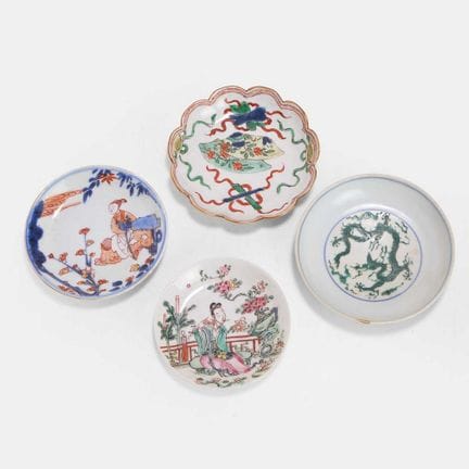 Three Chinese saucers, 18th century, comprising: o